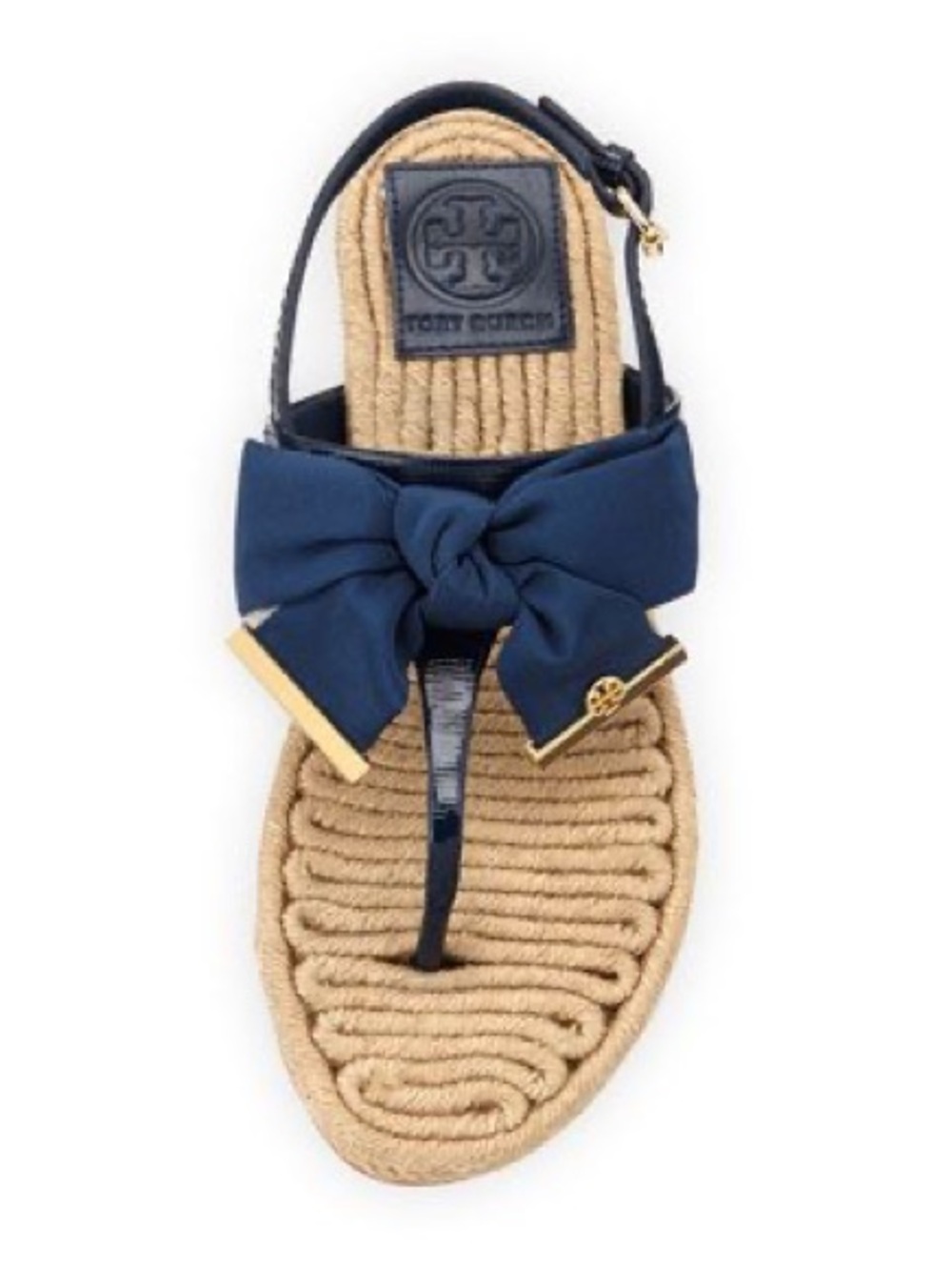 Tory Burch Navy Penny Flat Bow Espadrille Sandals